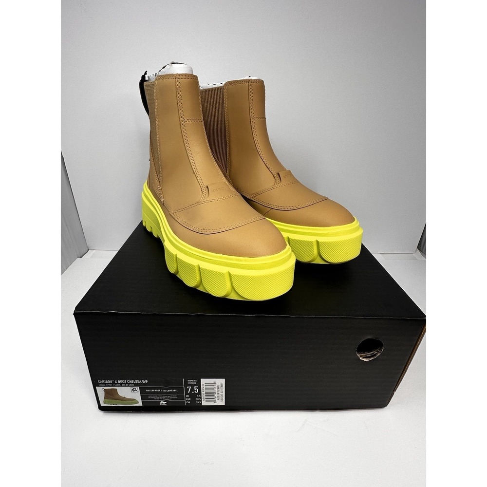 Sorel CARIBOU X Boot Womens 7.5 Tan Yellow Chelsea Waterproof NIB